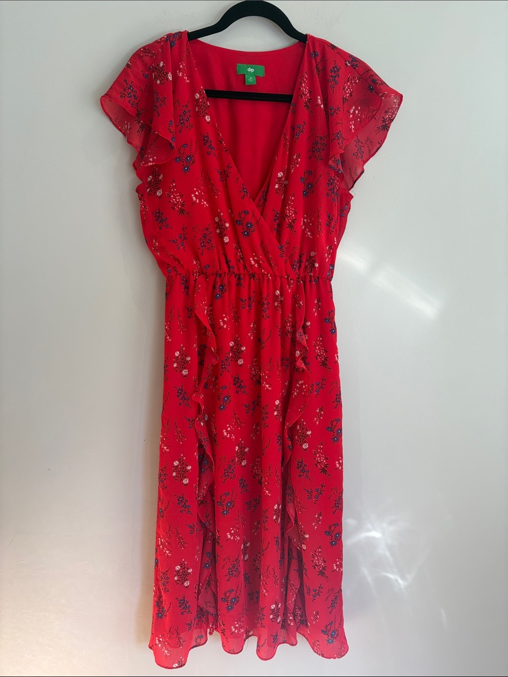 Dip Red Floral Ruffle Maxi Dress – Size Medium